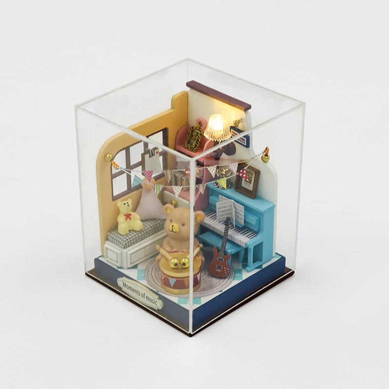 DIY Dream Bedroom Wooden Miniature Hut - Handmade Creative Toy Gift