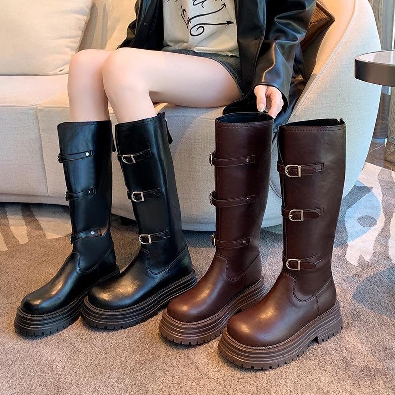 Dicke Beine großer Wadenumfang Winter neu dick mm lange Stiefel Motorradstiefel Herbst und Winter hohe Stiefel dicke Sohle große Größe Damenschuhe