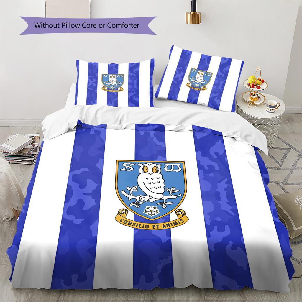 Sheffield Wednesday F.C Pattern Bedding Quilt Set Home Decoration Gift (1 * Duvet Cover + 2 * Pillowcase Without Core)