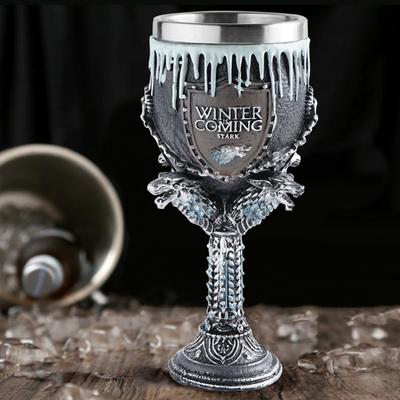 Horrible Resin Skull Head Steel Skull Wine Wine Cup Goblet Stainless Chalice Cup Gothic