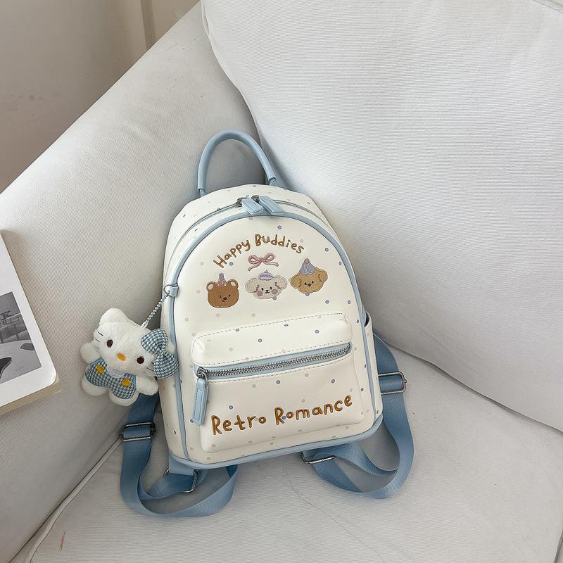 Schoolbag Fog Milk White Cartoon Embroidery Mini Backpack Han Faner Little Fairy Summer Shopping Atmosphere Backpack