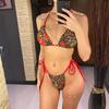 Women Swimwear Leopard Cherry Print Halter High Cut Bikini Female Swimsuit Two-Pieces Bikini Set Bather Bathing Suit Swim