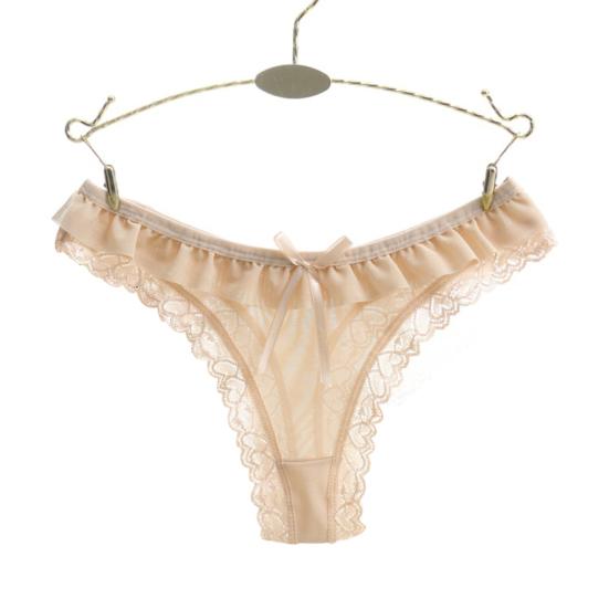 Sexy Lace Heart Pattern Bowknot Women Low Rise Brief Underwear Thong