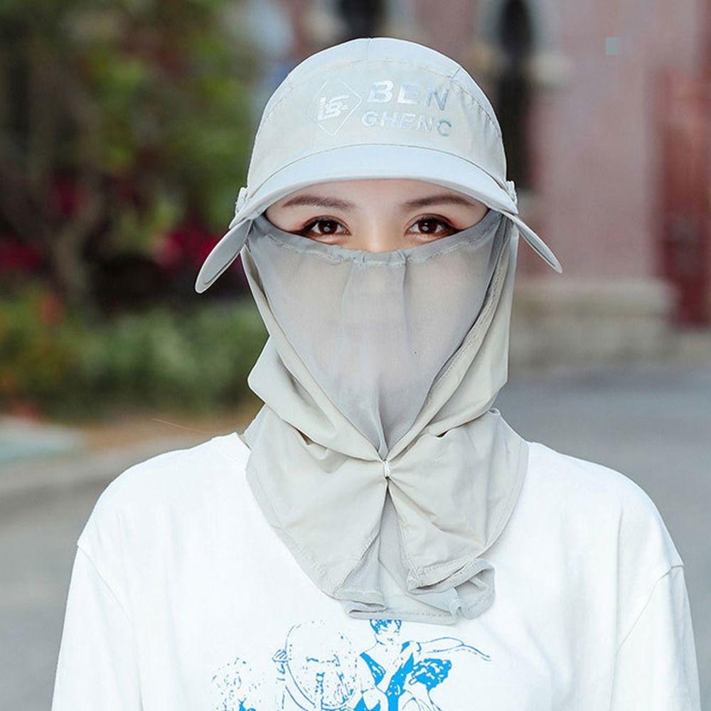 Ice Silk Wide Brim Bucket Cap Sun Hat Bucket Hat with Neck Cover Protective Sun Protection Hat Men