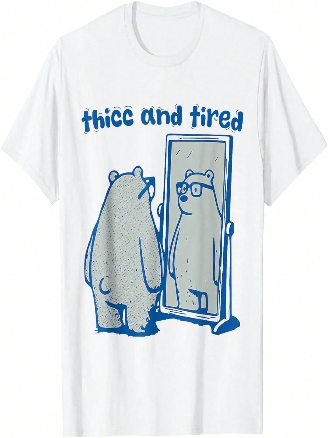 Thicc And Tired Bear Funny Saying Bear T-Shirt S разноцветный