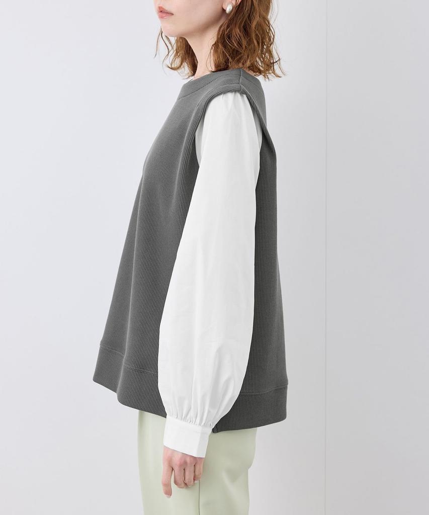 ROPE PICNIC Woven Fabric Combination Gray Women's Pullover, (07)