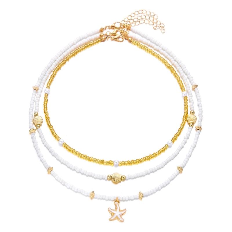 

Stylish Convertible Seaside Jewelry Set Shell Bead Necklace Stretch Bracelet Anklet Fashion Jewelry Accessories