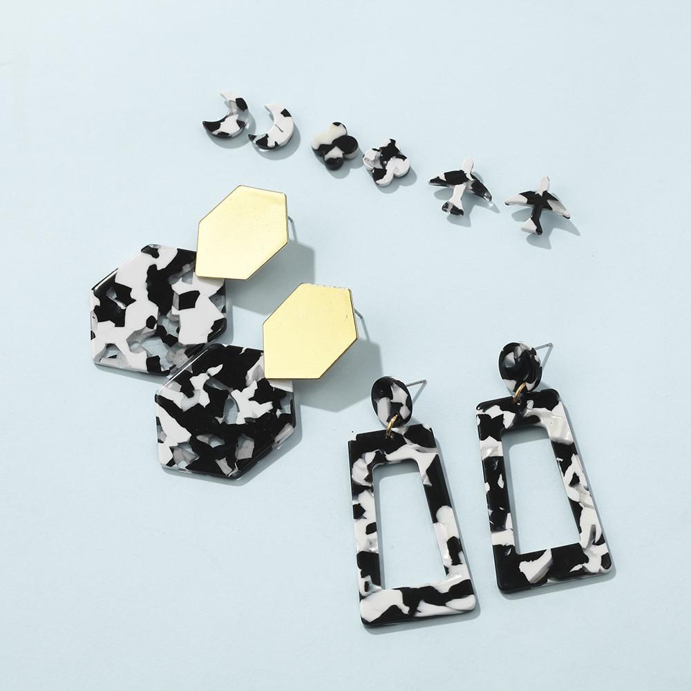 Leopard Versatile Print Earrings Modern Star Shape Acrylic Studs For Occasions All