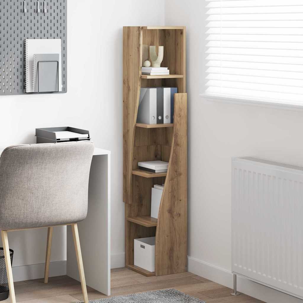 Artisan Oak Corner Cabinet 10.8 X 10.6 X 55.1 In (27.5 X 27 X 140 Cm) Particleboard