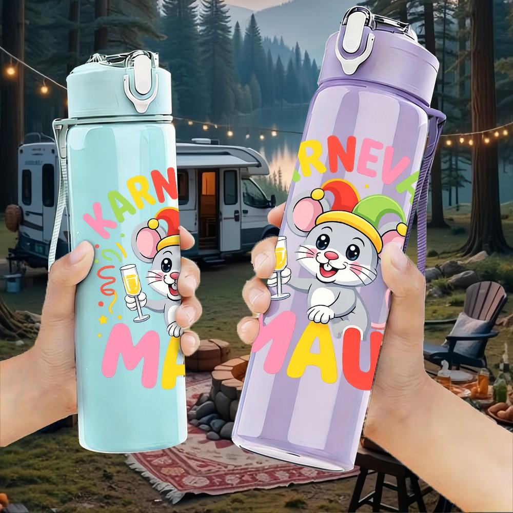1PC Karnivals Maus Mouse Cartoon Print 750ml Color Plastic Sports Water Bottle Leakproof Flip Straw Lid Suitable for Sports Office Home Use
