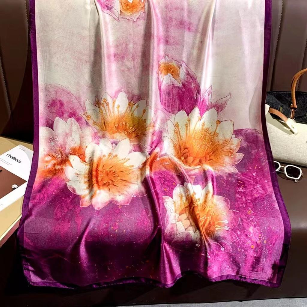 Cashew Fashion Scarf Simulation Silk Colour Blocking Temperament Beach Towel Female Silk Scarf Air Conditioning Shawl Outwear Scarf