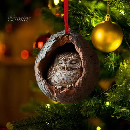 Christmas Animal Ornament Cartoon Forest Animal Hanging Decoration 2D Flat Acrylic Pendant for Christmas Tree Decor