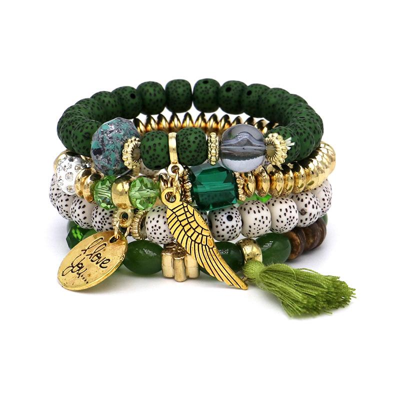 Boho Vícevrstvý Náramek Personalizovaný Tyrkysový Korálkový Cestovní Šperk Náramek Šperk Náramek