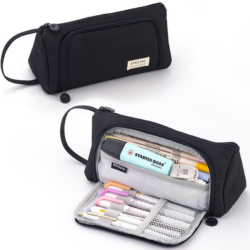 Large Capacity Korean Style Canvas Pencil Case - Multifunctional, Portable Stationery Storage for Students