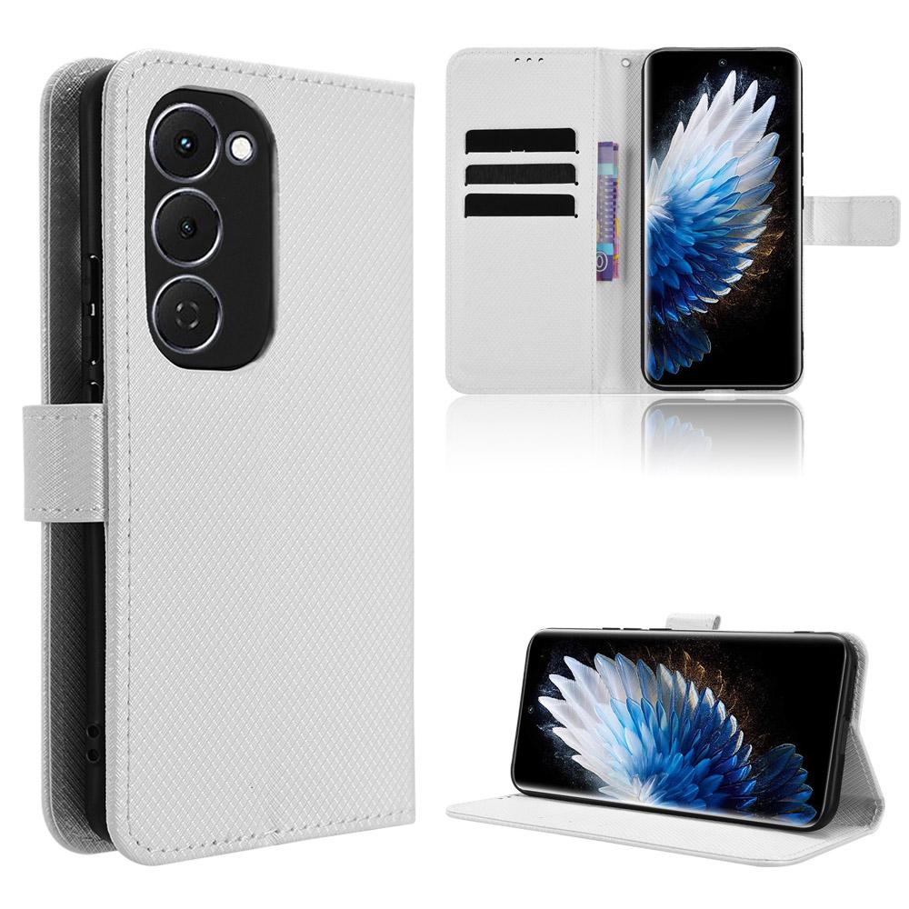 For TECNO Spark 40 Pro+ 4G Leather Wallet Case with Strap Diamond Texture Phone Cover