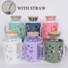 1200ml Glass Cup With Lid and Straw Bubble Tea Cup With Cup Cover Juice Glass Beer Can Milk Mocha Cups Breakfast Mug Drinkware