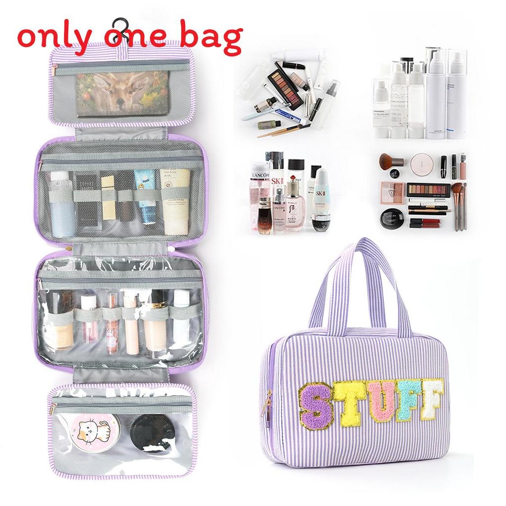 Polyester Travel Toiletry Bag With Dry Wet Separation And Hanging Design For Home And Travel Use