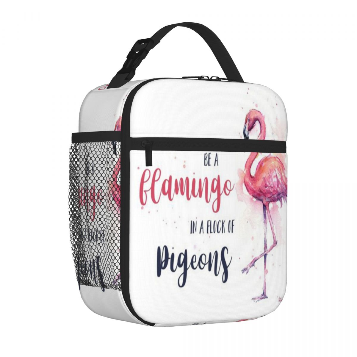 Bestselling Be A Flamingo In A Flock Of Pigeons Graphic Compact Lunch Bag Cruise Travel Nylon Lunch Bag One Size