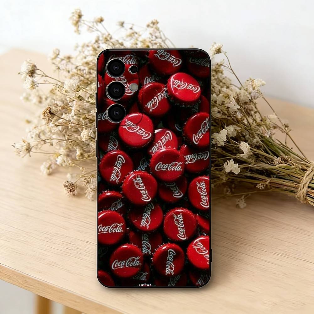 CocaS-S Fashion C-Cola Phone Case Black Silicone Soft For Samsung S25,S24,S21,S22,S23,S30,Ultra,S20,Plus,Fe,Lite
