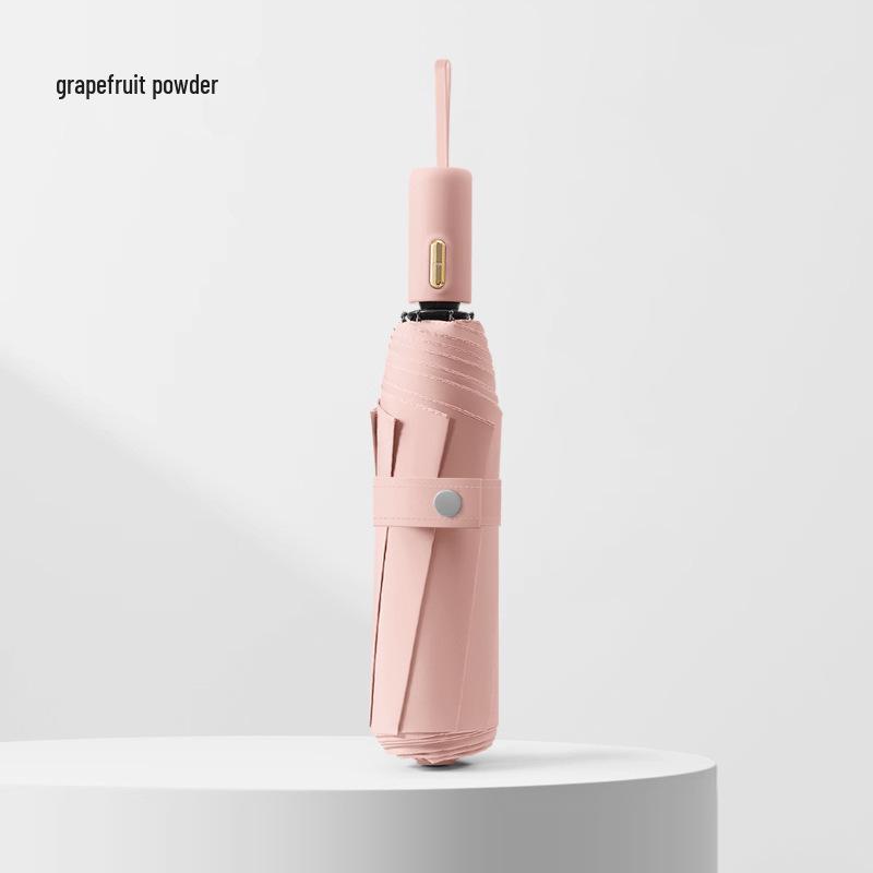 Three-fold Automatic Black UV Protection Umbrella with Double Rib and Wind Resistance for Rain and Shine