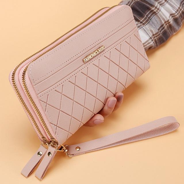 Double Zipper Long Wallet For Women Simple Female Purses Coin Purse Card Holder Fashion Retro Large Capacity