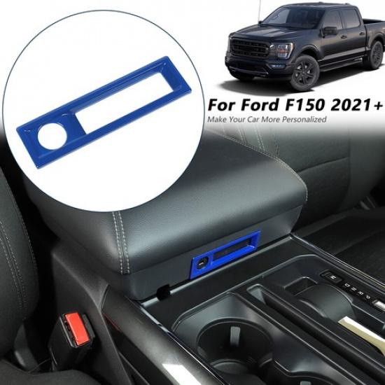 Center Armrest Box Switch Cover Trim Frame For Ford F150 2021+ Blue Accessories