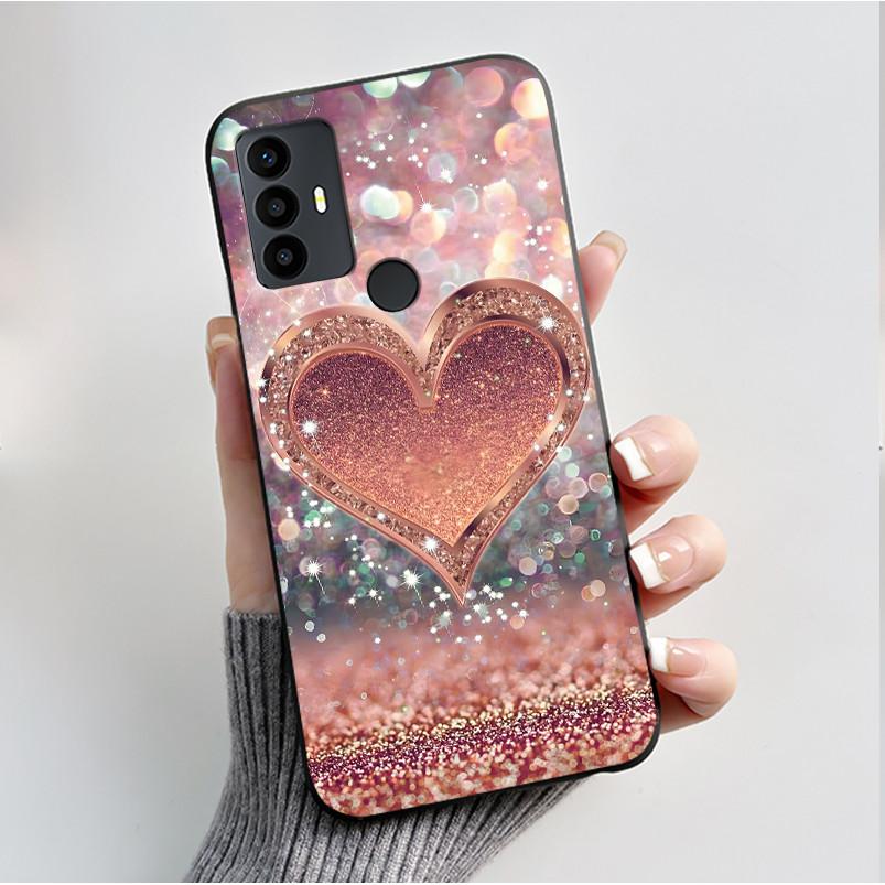 For TCL 30 SE 30E 306 305 Case 6165D 6102H 6102A 6102D Phone Cover Fashion Butterfly Flowers Black Soft Silicone Casing Bumper