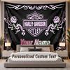 Custom Name Text Tapestry Harley-Davidson Personalized Polyester Wall Tapestry For Bedroom And Room