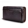 Business Long Men's Wallet Oil Wax Leather Zipper Genuine Leather for Change Storage Portable First Layer Cowhide