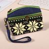 New Printed Fabric Money Bag Double Zipper Ethnic Style Handbag Coin Purse Women Girls