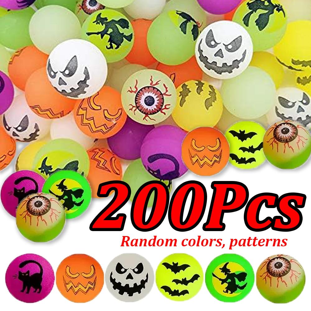 1-200Pcs Halloween Bouncing Balls Glow In The Dark Bouncy Toys Balls Halloween Theme Designs Party Supplies Goodie Bag Fillers