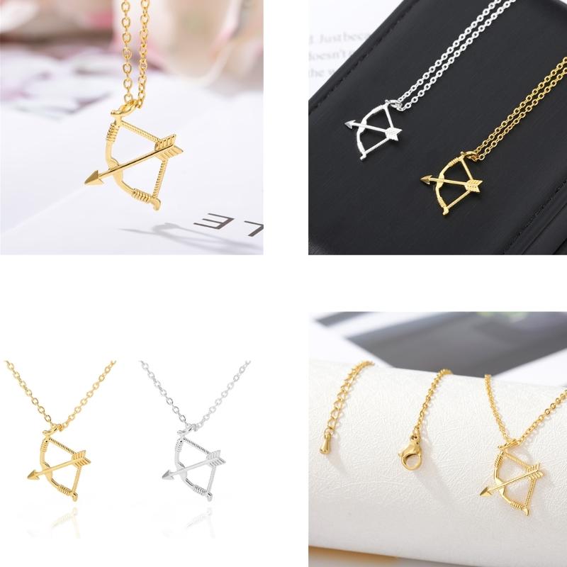 Fashionable Archery Pendant Necklace Handmade Bow and Arrows Neckchain Gothic Clavicle Chain for Women Girls Choker