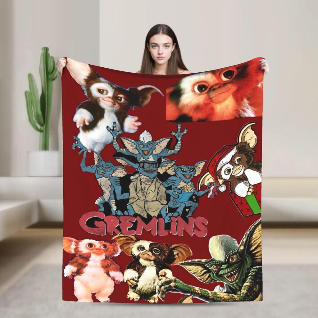 Gizmo Mogwai Monster Gremlins Flanelldecke Weiche Kuscheldecke für Wohnzimmer Flugzeugreise Lustige Bettdecke Sofabettbezug