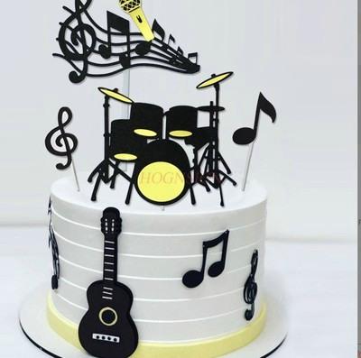 10 Pezzi Decorazioni Torta di Compleanno Chitarra Musicale Violino Ornamenti Note Acrilico Inseribili Strumento Musicale Tema Accessori da Forno