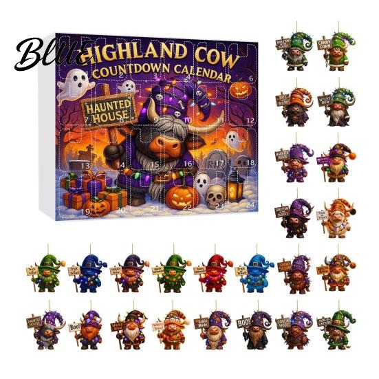 Mystery Themed Halloween Handmade Necklace with 24 Calendar 2025 Decor Advent Acrylic Charms Set Pumpkin