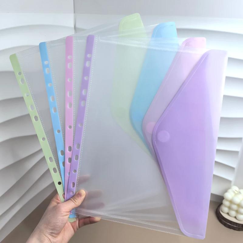 A4/Long File Bag Loose Leaf Transparent Data Book 11Hole File Organizer Mixed Color Binder Pouch