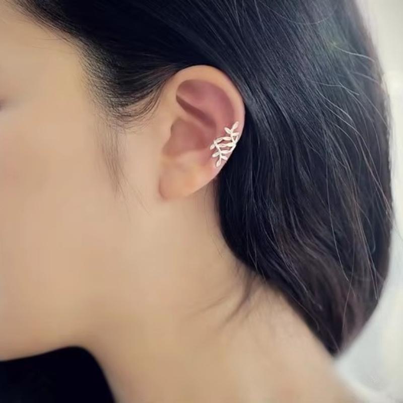 925 Silber Blätter Clip-Ohrringe Ohr-Manschette Für Damen Mädchen Dame Ohne Piercing Ohrring Schmuck