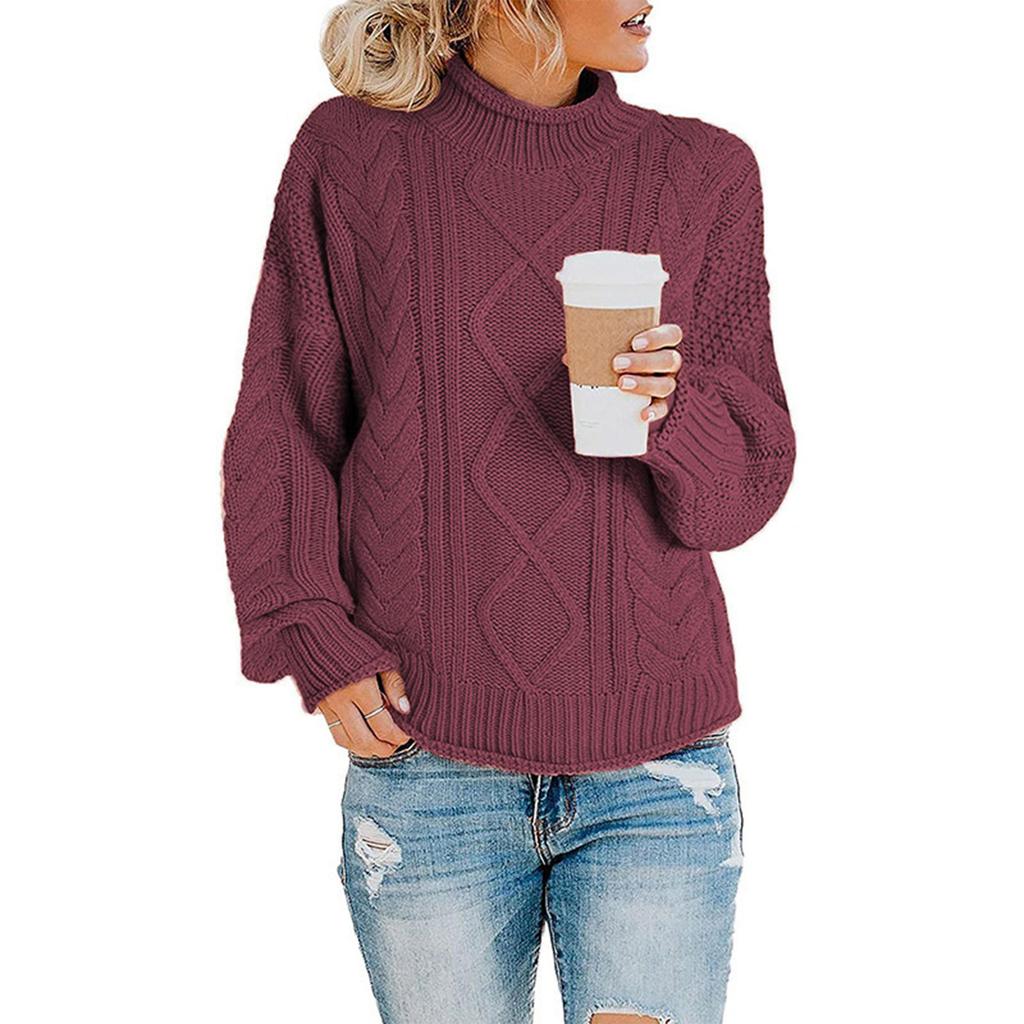 Women's Casual Long Sleeve Chunky Turtleneck Knit Sweater Winter  Long Sleeve Sweater Sweater Sweater