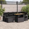 VidaXL Garden Lounge Set 7 Pcs with Cushions Black Wicker 3327170