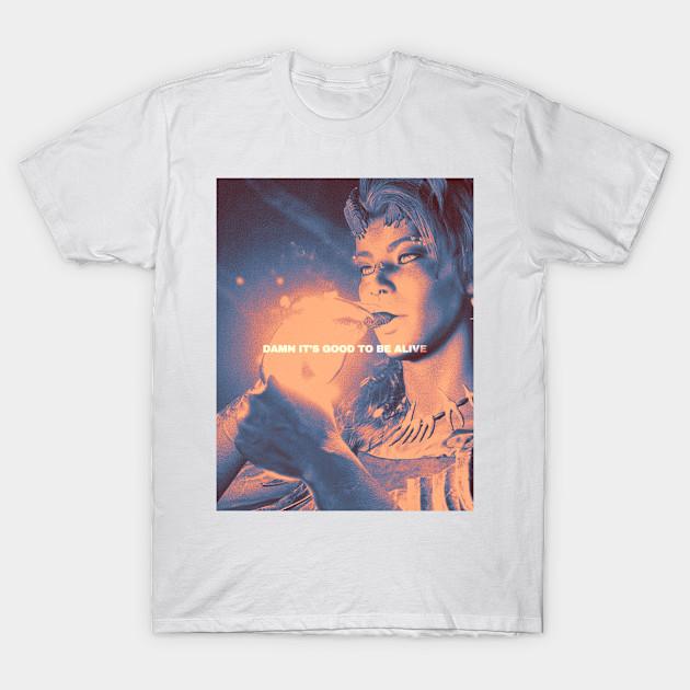 

Men Black Print T-shirt Karlach Baldur S Gate 3 Damn It S Good To Be Alive No-Cut Transfer Paper Print Cotton Tshirt 2XL білий