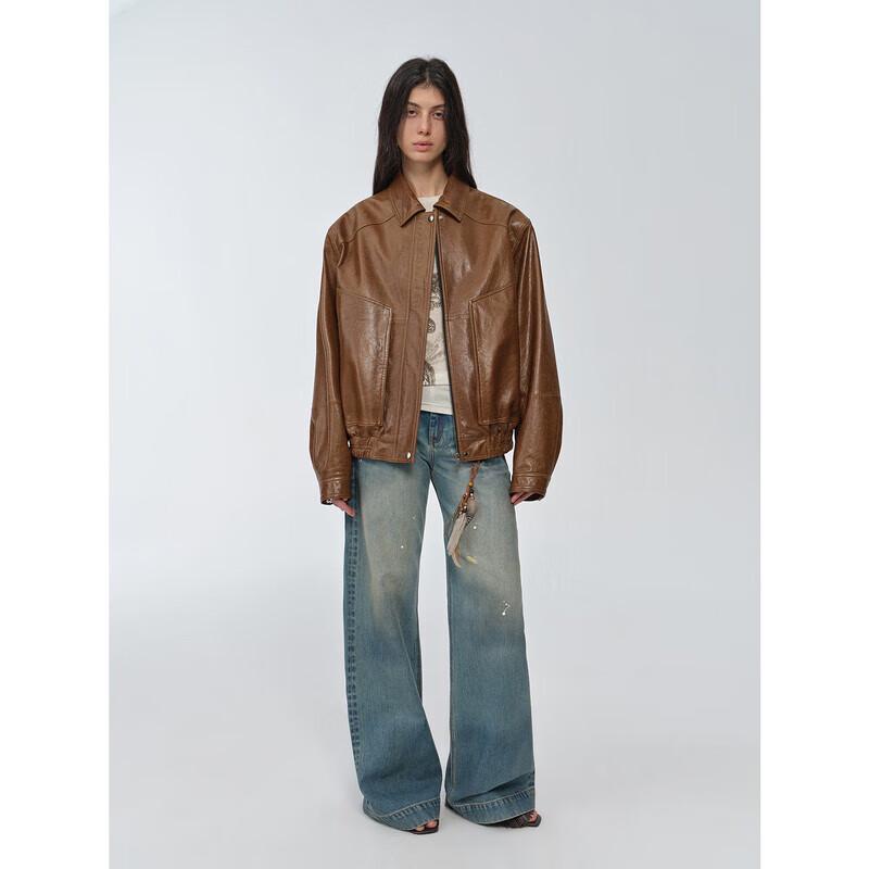Women's Retro Waxed Leather Workwear Jacket