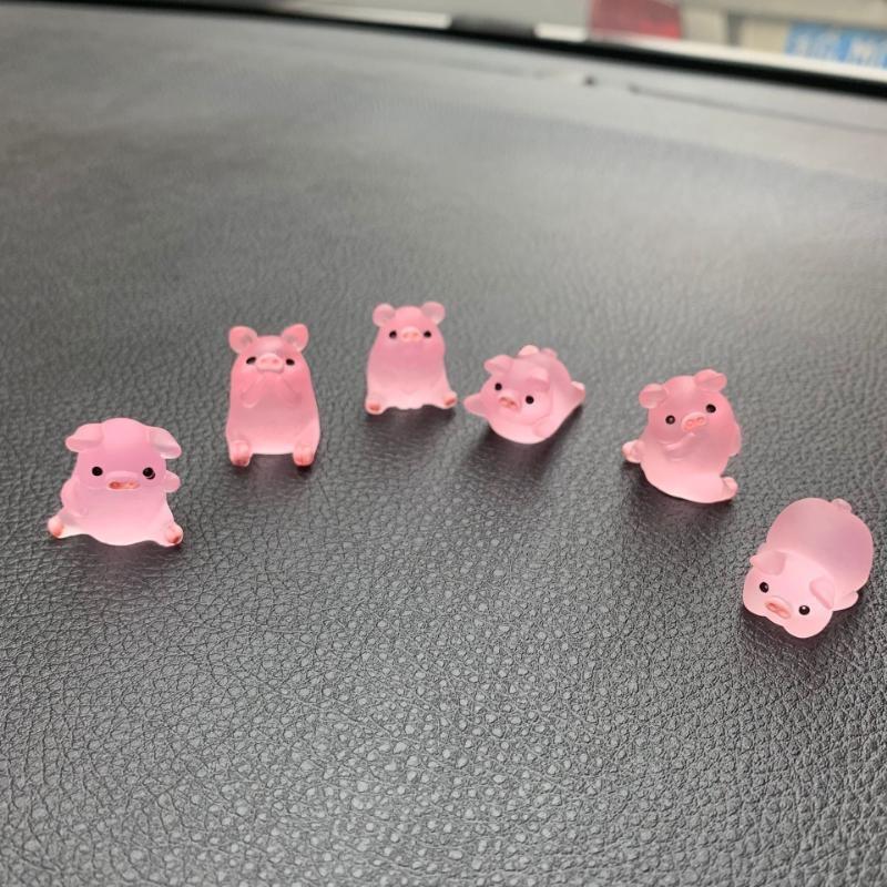 6 Stück niedliche Cartoon-Schwein-Auto-Ornamente, Auto-Innendekoration, Dekorationszubehör