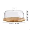 Bamboo Cake Stand with Dome Bread Storage Appetizer Plate Holder Serving Tray for