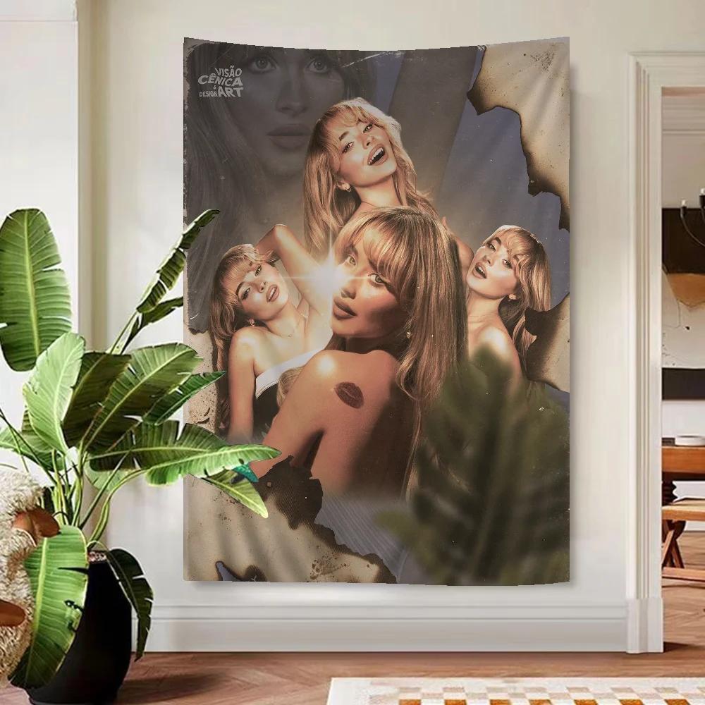 Moderne Mode Sängerin Sabrina Carpenter Anime Wandteppich Hippie Blume Wandteppiche Schlafsaal Dekor Wandbehang Heimdekoration