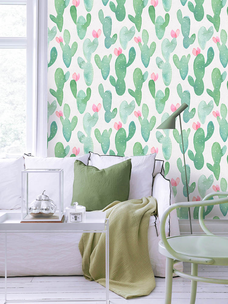 Waterproof Cactus Peel And Stick Wallpaper Removable For Lockers Green/Pink Vinyl Self Adhesive Wallpaper Kidroom Home Decorate