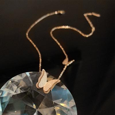 Butterfly Pendant, Titanium Steel Non-Fading Necklace, Short Collarbone Chain, Simple And Fashionable Design, Simple Necklace.