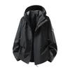 3-in-1 Wasserdichte Winddichte Kapuzen-Outdoorjacke Mit Abnehmbarem Fleece-Futter Wandern Camping Reisen Unisex