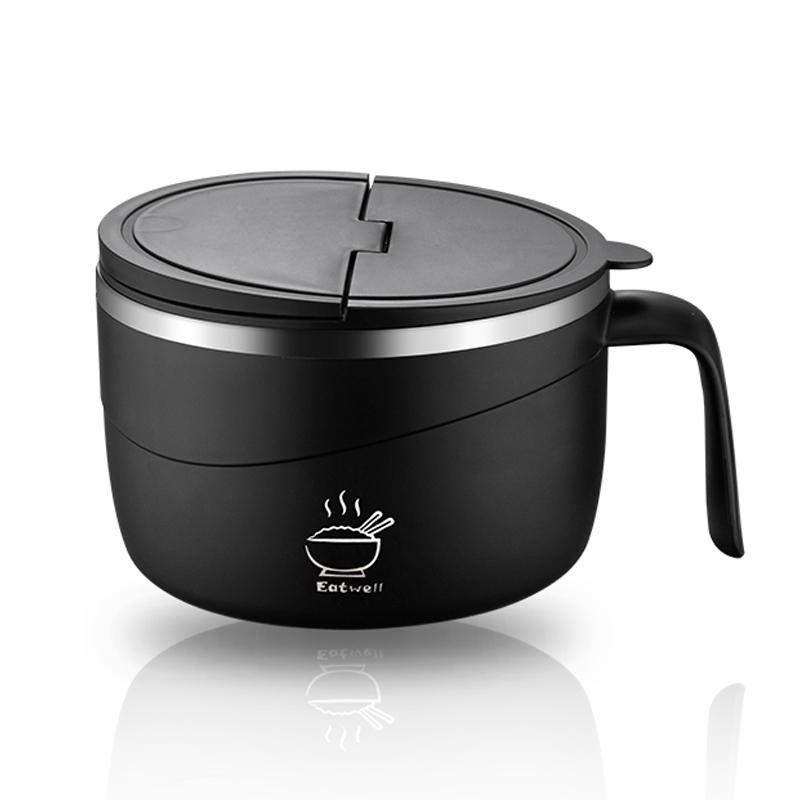 

Ланч-бокс большой емкости 1200 мл - прочная миска из нержавеющей стали 304 для лапши быстрого приготовления с крышкой для общежития, кемпинга, офиса 1&1200ml&1