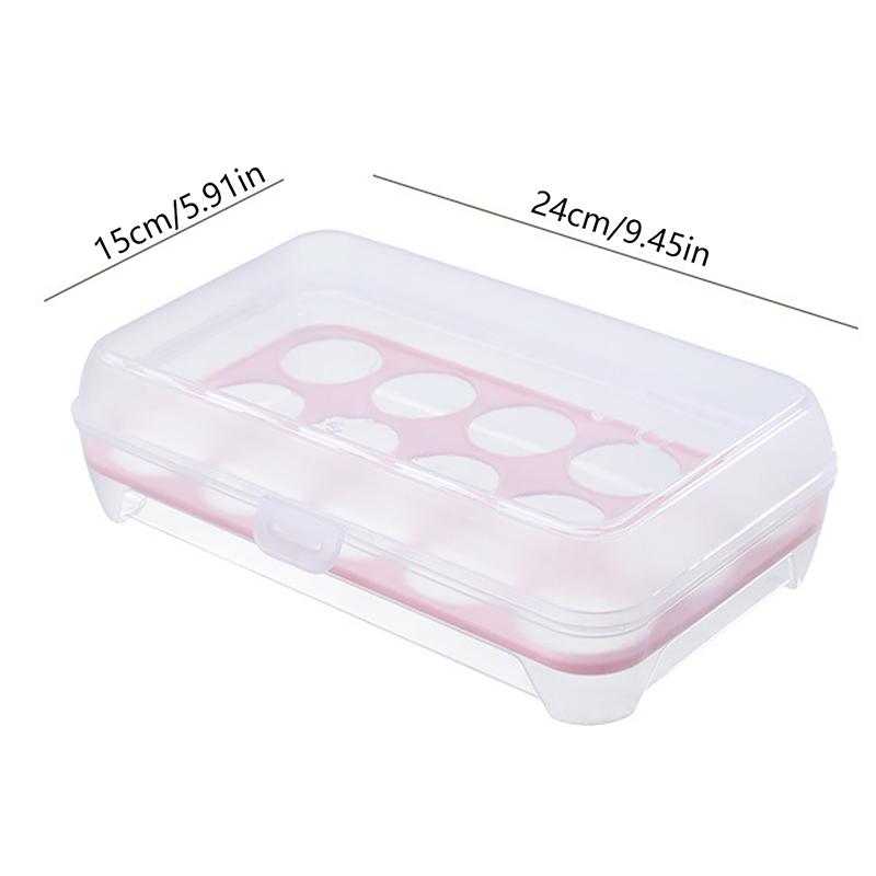 15 Grids Egg Storage Box Egg Carton PP Case Egg Box Tray with Lid Drawer Refrigerator Cases Compartment Storage Egg Rack Support