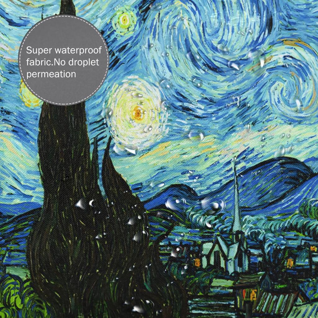 1Pc Van Gogh-Inspired Artistic Shower Curtain Liner - Perfect For Bathroom Decoration - Includes 12 Hooks